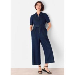 Whistles Denim Pintuck Belted Jumpsuit